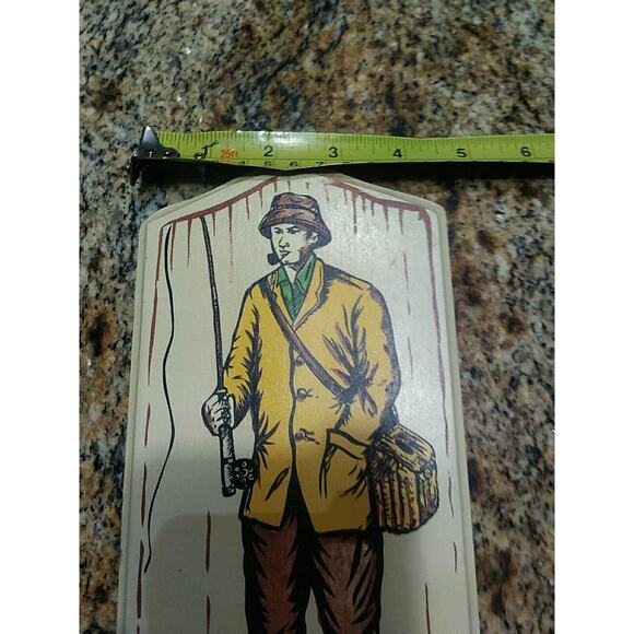 1950s Vintage V.G. Hand Painted Nautical Wood Fishing Sign Made in Japan - Picture 8 of 8